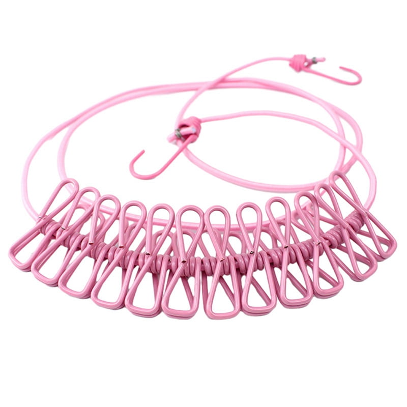 D Retractable Clothes Drying Rack Rope with 12 Clips Portable ...