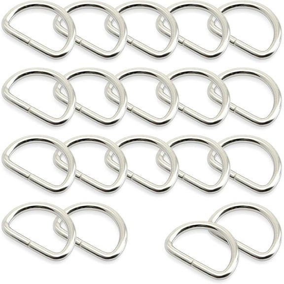 D-Ring Findings 5/8, 3/4 & 1 Inch Metal Non Welded D Rings for Belts Bags Lanyard Leathercraft Avail 4 Colors (1" x 20 Pack, Silver)