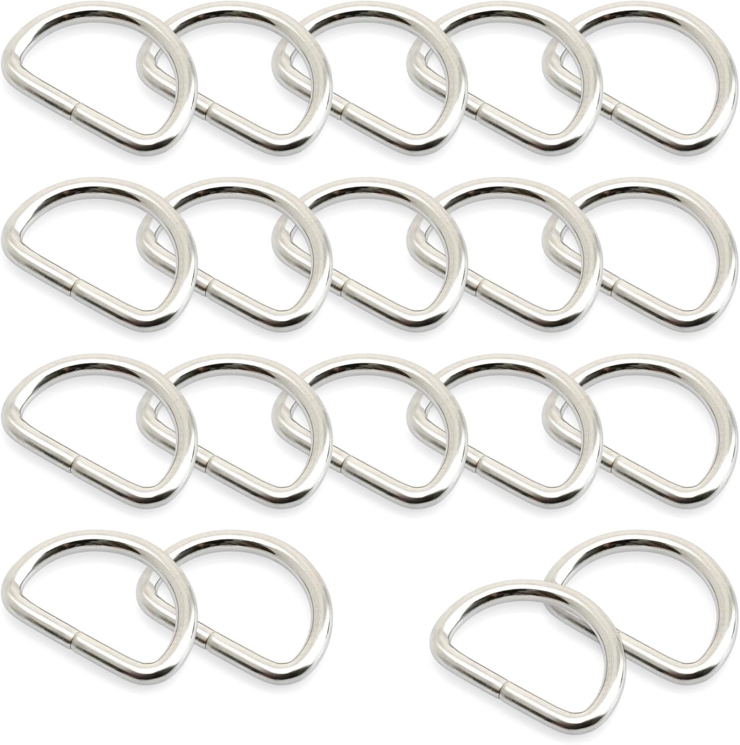 D-Ring Findings 5/8, 3/4 & 1 Inch Metal Non Welded D Rings for Belts Bags Lanyard Leathercraft Avail 4 Colors (5/8" x 100 Pack, Silver)