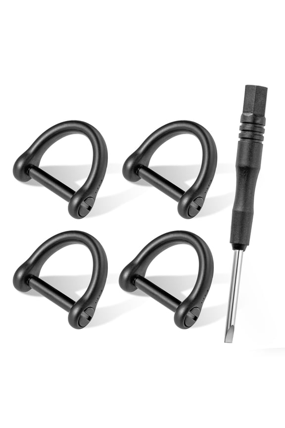 D Ring Keychain with Screw Shackle, D Shape Durable Key Ring for Car Key DIY Leather Craft Purse-1/2inch/4 pcs , Black