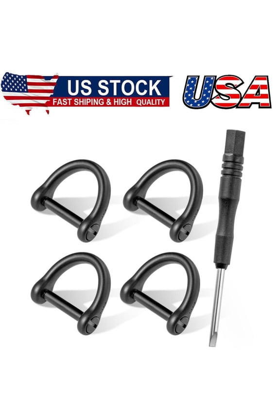 D Ring Keychain with Screw Shackle, D Shape Durable Key Ring for Car Key DIY