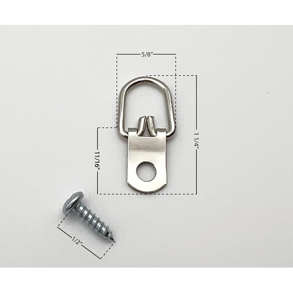 D Ring Picture Hangers with Screws - 100 Pack Bulk - Single Hole Small D Rings, Picture Hanging Hardware for Picture Frames, Photos, Canvas & Wall Decor - 10 lb Capacity