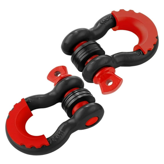 D-Ring Shackle 3/4 Inch 2 Pack - 62832lbs Capacity - Alloy Steel Tow Shackles with Screw Pin, Washers & Isolators - Jeep Truck Recovery