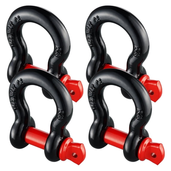 D-Ring Shackle 5/8" - 4 Pack, 13 Ton Alloy Steel, Screw Pin, Heavy Duty Towing - Jeep, Truck, Off Road Recovery