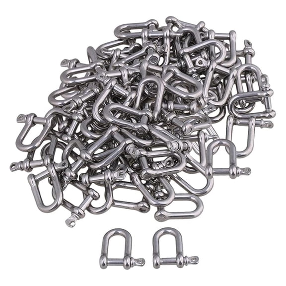 D Ring Shackle Rigging European Style Chain with 22mm Pin Use With Tow Strap 304 Silver Stainless Steel Pack of 50