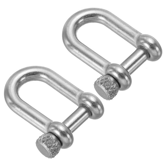 D-Ring Shackles, 2Pcs 13/32 Inch Inner Width Stainless Steel Screw Hook Small Bow Shackles