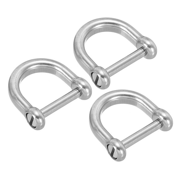 D-Ring Shackles, 3Pcs 15/32 Inch Inside Width Stainless Steel U Shape Shackles for DIY Leather