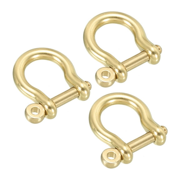 D-Ring Shackles, 3Pcs 3/8 Inch Inner Width Solid Brass Screw Hook Small Bow Shackles