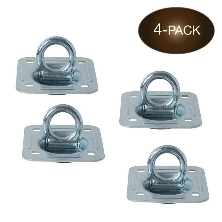 4 Pack | D-Ring Tie-Down Anchors (Large Square), Recessed Pan Fitting  D-Rings Heavy Duty Steel Cargo Tie-Downs,Truck/Trailer/Flatbed/Pickup  Anchor