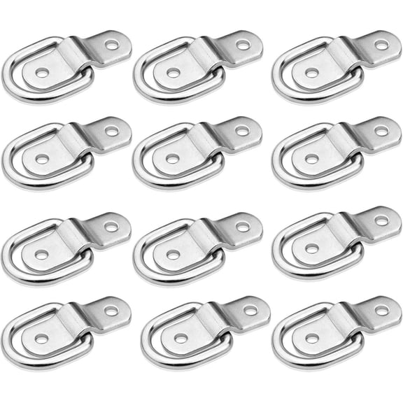 D-Ring Tie Downs Anchor1/4" Heavy Duty Surface Floor Mount Lashing Rings 2400 lbs Cargo Load-Bearing Hangers Bracket (Pack of 12)