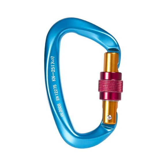 D Rings Carabiners Small Carabiner Clip Heavy Duty Webbing Release Hook Key Chain Carabiner for Rappelling, Camping, Punching Bags, Caving Blue