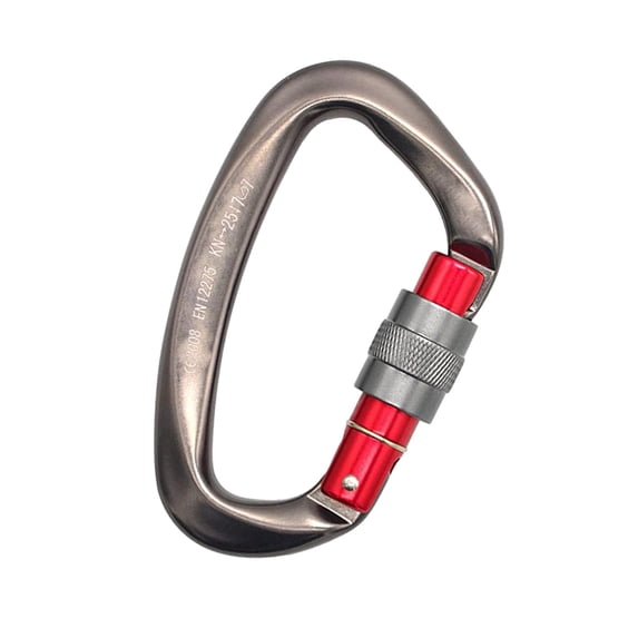 D Rings Carabiners Small Carabiner Clip Heavy Duty Webbing Release Hook Key Chain Carabiner for Rappelling, Camping, Punching Bags, Caving Gray