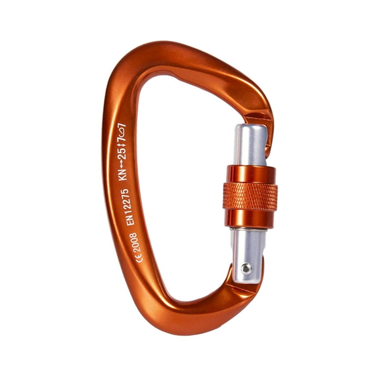 D Rings Carabiners Small Carabiner Clip Heavy Duty Webbing Release Hook Key  Chain Carabiner for Rappelling, Camping, Punching Bags, Caving Orange 