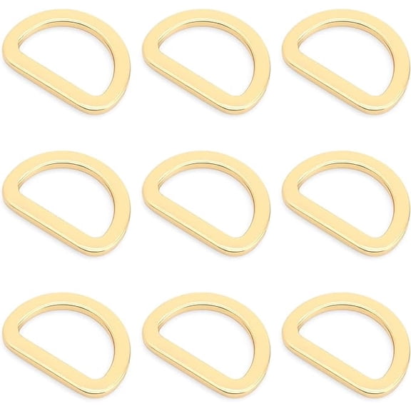 CRAFTME STUDIO 1 Inch Flat Metal D-Ring Findings for Bag, Belt and Strap Webbing Craft, 10 Pack PTDF (Gold)
