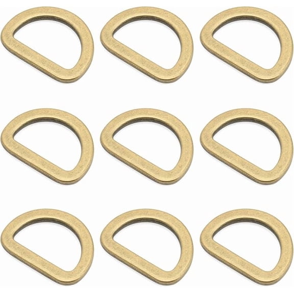 CRAFTME STUDIO 3/4 Inch Flat Metal D-Ring Findings for Bag, Belt and Strap Webbing Craft, 10 Pack PTDF (Antique Brass)