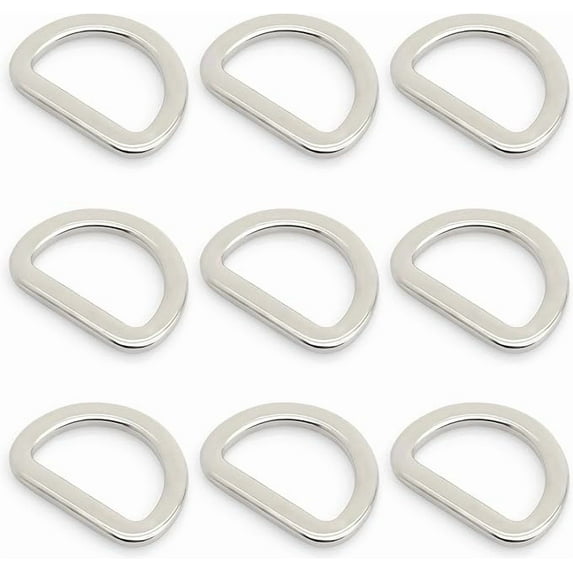 CRAFTME STUDIO 5/8 Inch Flat Metal D-Ring Findings for Bag, Belt and Strap Webbing Craft, 10 Pack PTDF (Silver)