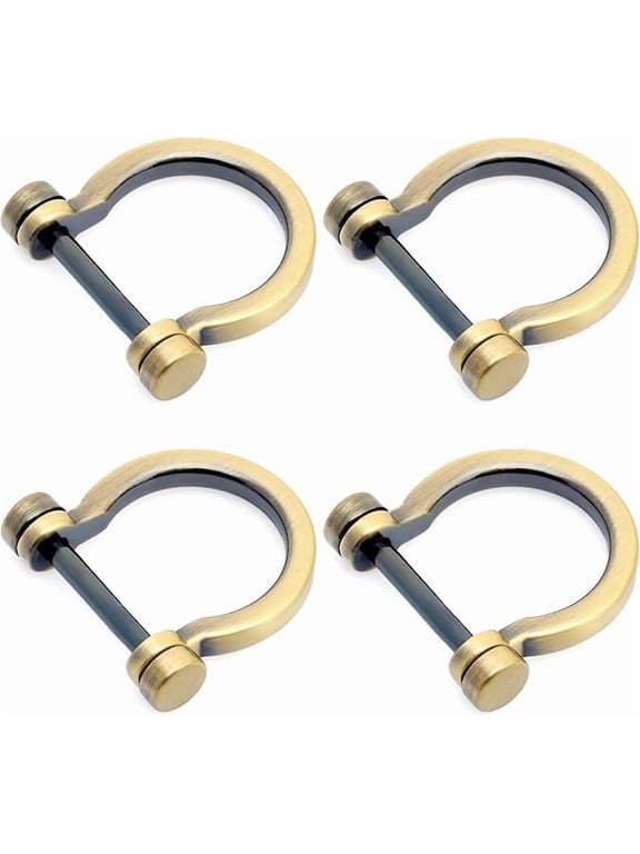 Brushed Brass 3/4" D-Rings with Screw Shackle (4pcs) – Horseshoe Dee Ring for Purse Strap, Key Holder & DIY Leather Craft