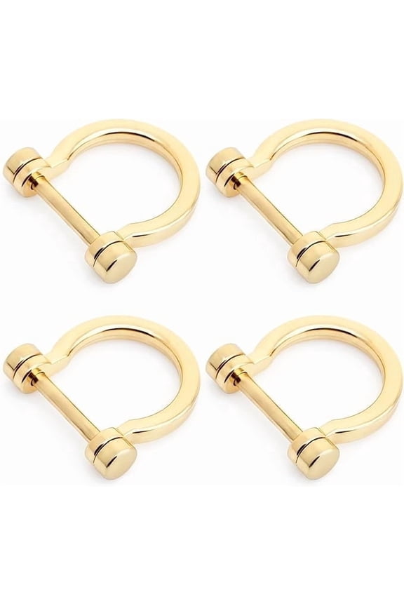 Gold 3/4" D-Rings with Screw Shackle (4pcs) – Horseshoe Dee Ring for Purse Strap, Key Holder & DIY Leather Craft