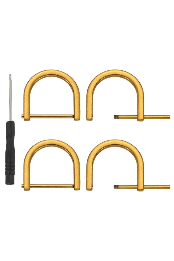 D-Rings Screw in Shackle for Purse Keychain Strap Buckle DIY Leather Craft Dark Gold 1-1/4 Inch