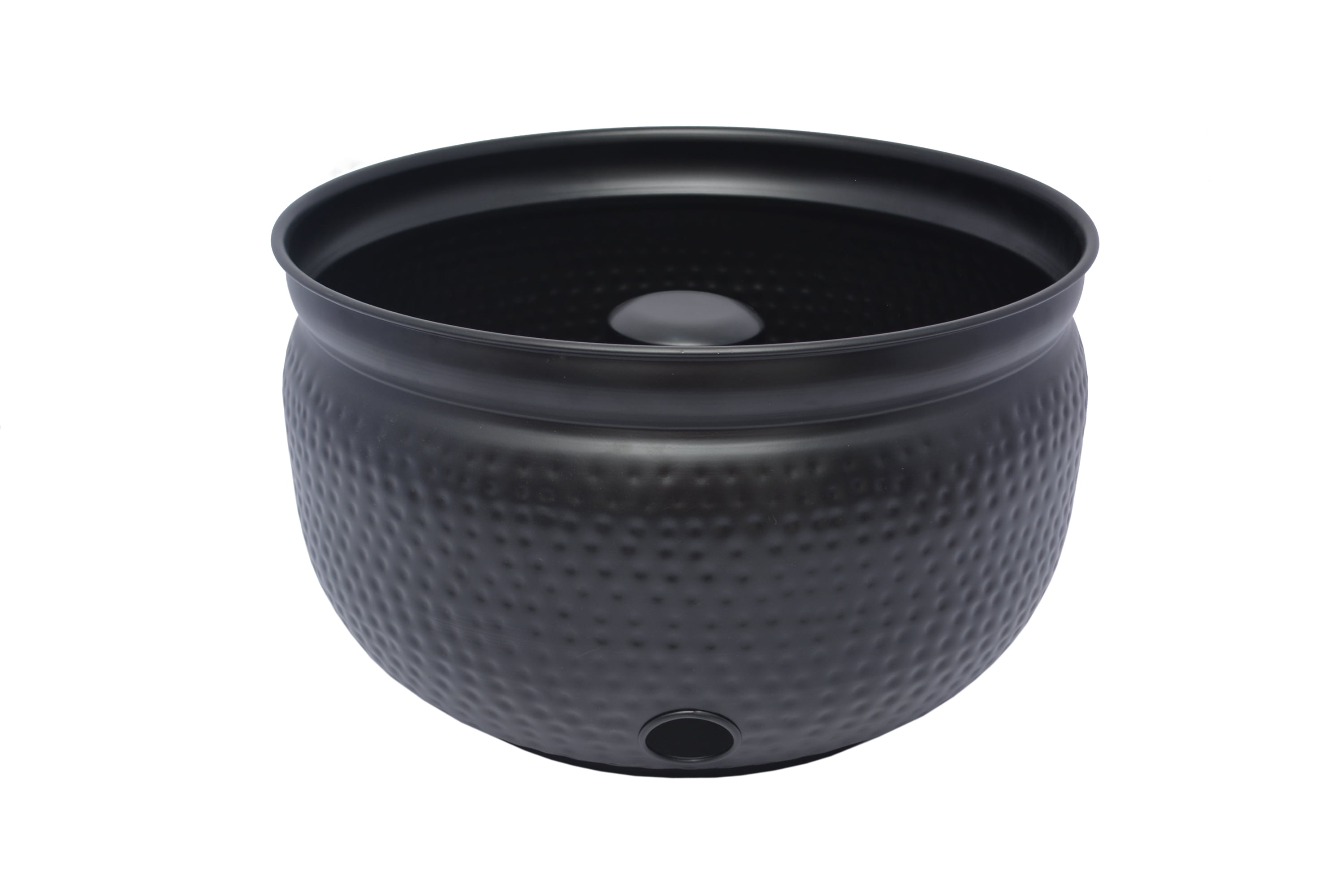 D&S 18'' x 18'' x 10'' Round Black Metal Planter with Durable Features