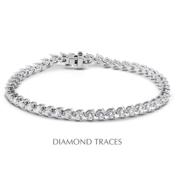 D-SB370-300-7925 14K White Gold 3-Prong Setting, 3.00 Carat Total Natural Diamonds Tennis Bracelet