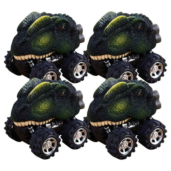 D Set Of Four Dinosaur Model Pull Back Car Toy Mini Vehicle Kids Play Fun Gift Party Favor