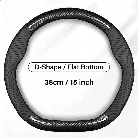 D Shape Cabon Fiber Steering Wheel Cover For Subaru WRX Forester Impreza Legacy Leather Non-Slip Steering Wheel Protector - Breathable, Wear-Resistant, Four Seasons Universal