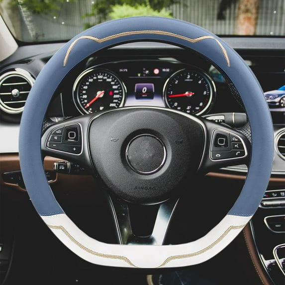 D-Shape Car Steering Wheel Cover Non-Slip Thin Handle Cover All-Season Sports Style High Low Temperature Resistant