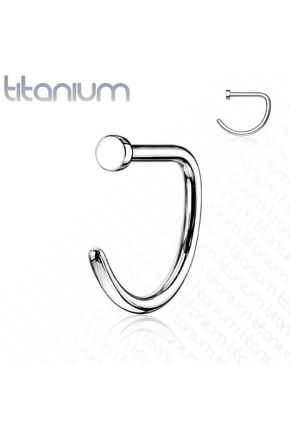 D Shape Flat End Nose Hoops Titanium Implant Grade 18 Gauge and 20 Gauge Piercings Jewelry for Women Men Sold Each