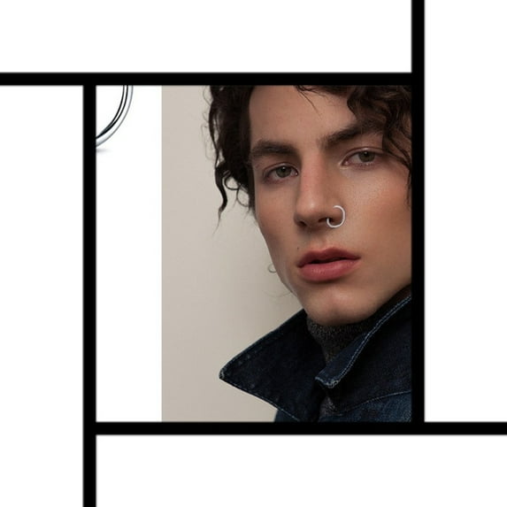 New D Shape Nose Ring for Men and Women Punk Piercing Jewelry Two Color ...