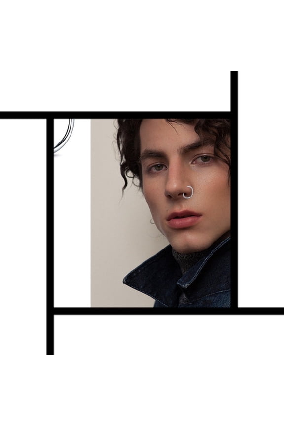 New D Shape Nose Ring for Men Women Punk Piercing Jewelry 2 Color Options