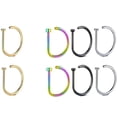 thumbnail image 1 of D-Shape Nose Ring Stud, 4 Pairs - 8 Pcs Nose Rings Lip Rings D Shape Nose Piercing Jewelry Accessories D Shape One Size Stainless, Easter Mother'S Day Gift Makeup Organizers, 1 of 2