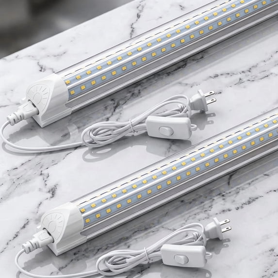 CNSUNWAY T8 2ft LED Shop Light Connectable, 28W 6000K 4200LM, D Shape 2 Pack