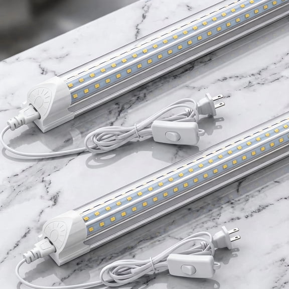 CNSUNWAY T8 2ft LED Shop Light Connectable, 28W 6000K 4200LM, D Shape 2 Pack