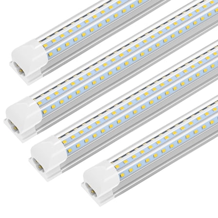 D Shape T8 8ft LED Shop Light Fixture Linkable, 120w 6000K 4-Pack