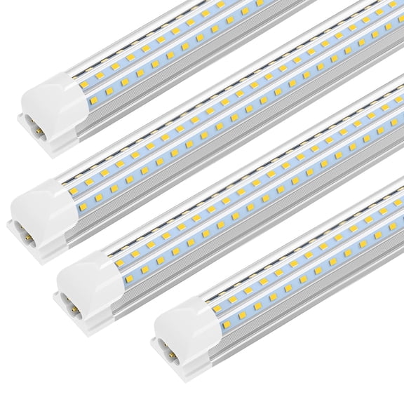 D Shape T8 8ft LED Shop Light Fixture Linkable, 120w 6000K 8-Pack