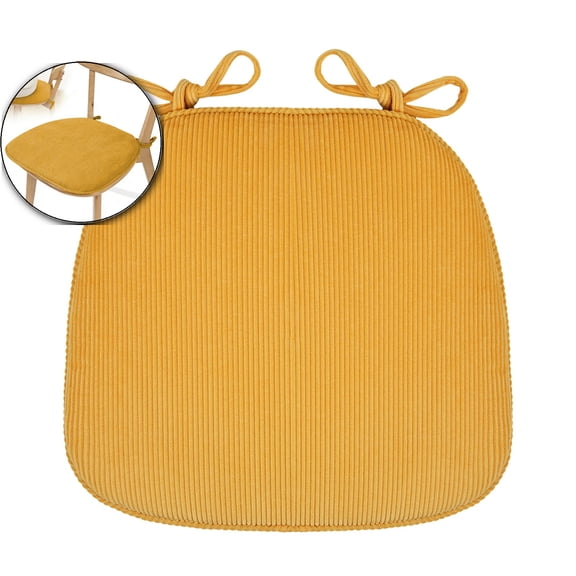 D-Shaped Chair Cushions, 1.1" Thick Dining Chair Pads with Ties and Removable, Machine-Washable Cover, 17" x 16"