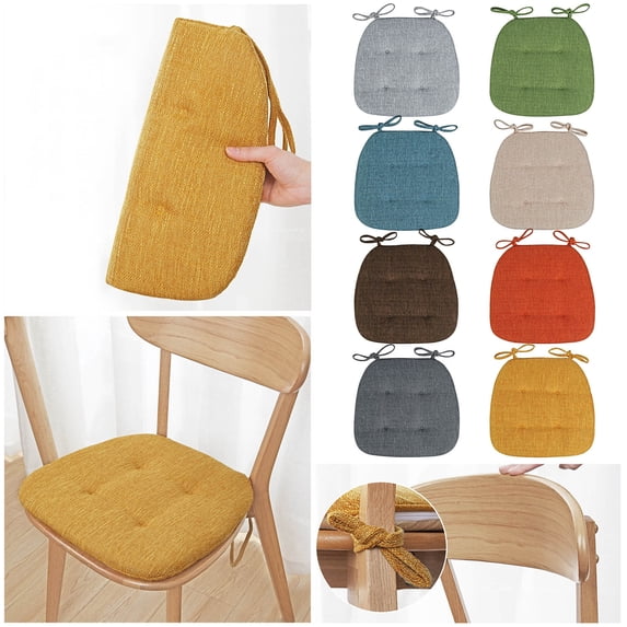 D-Shaped Chair Cushions, 1.2" Thick Dining Pads with Ties and Removable, Machine-Washable Cover 16x16 inch Memory Foam Cushions Design Non- Kitchen Seat Cushion Machine Washable