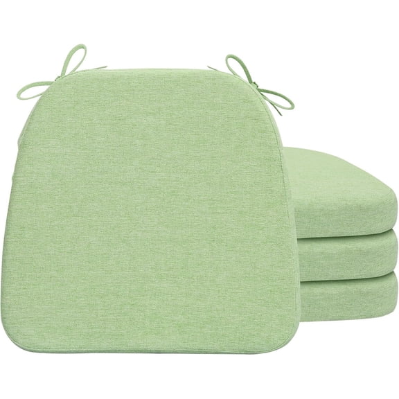 D-Shaped Chair Cushions, 2" Thick Dining Chair Pads with Ties and Removable, Machine-Washable Cover, 17" x 16", Set of 4, Pear Green