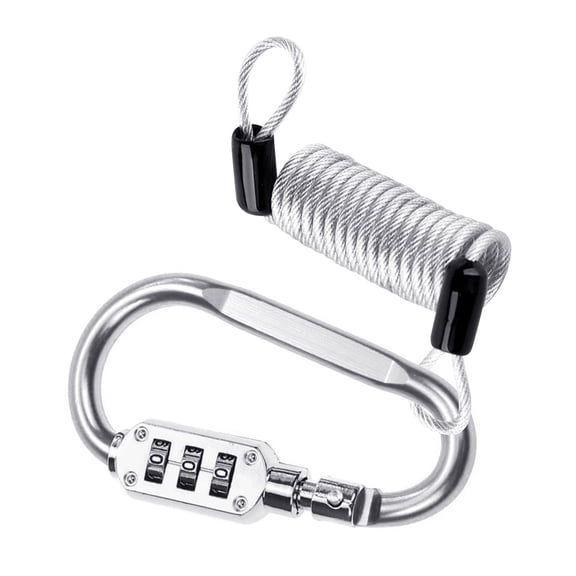 D-Shaped Code Lock for Bicycles Security Cable Lock, Outdoor Lock Combination Locks, 3-Digit Heavy Duty Carabiner Clips