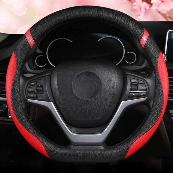 D-Shaped Flat Bottom Steering Wheel Cover for Women Girl - Stylish Car Accessory (Red)