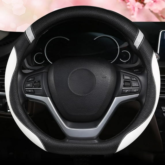 D-Shaped Flat Bottom Steering Wheel Cover for Women Girl - Stylish Car Accessory (White)
