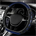 thumbnail image 1 of D-Shaped Leather Steering Wheel Cover Universal 15 Inch Non-Slip Car Steering Wheel Cover for Most Vehicles, Blue, 1 of 7