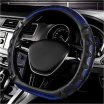 D-Shaped Leather Steering Wheel Cover Universal 15 Inch Non-Slip Car Steering Wheel Cover for Most Vehicles, Blue