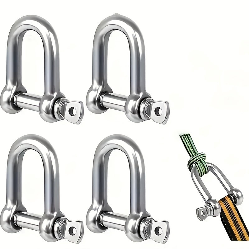 D-Shaped Ring Locking Clips, Metal Alloy for Construction Rigging, Vehicle Recovery, Towing, Securing, Hanging, Multipurpose Hardware, Outdoor Keychain Carabiner/Corrosion Resistant/Fuctional Design