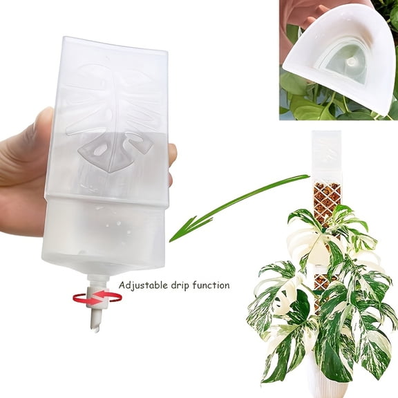 D-Shaped Self Watering Planter Spike – 200ml Adjustable Drip Flow Moss Pole Accessory for Indoor & Outdoor Plants, Vines, Garden, Balcony, Automatic Plant Irrigation, 1Pcs