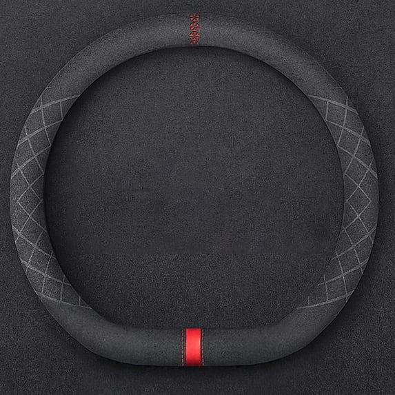 D-Shaped Steering Wheel Cover for Truck and SUV, Universal Anti-Slip Suede Cover with Sport Style