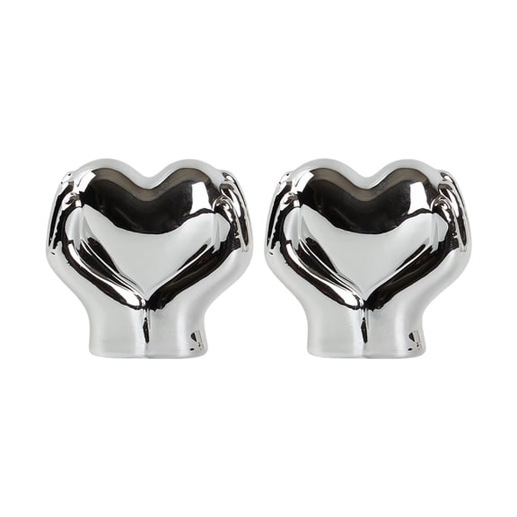 D Silver Plated Ceramic Romantic Gesture Ornament Heart Themed Artwork For Living Room Bookshelf Festive Decor