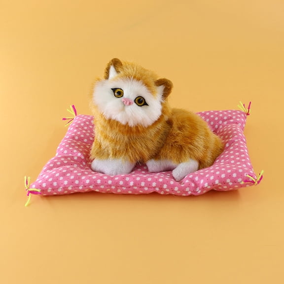D Simulation Kitten Plush Toy Realistic Cat That Meows Stuffed Animal Kids Desk