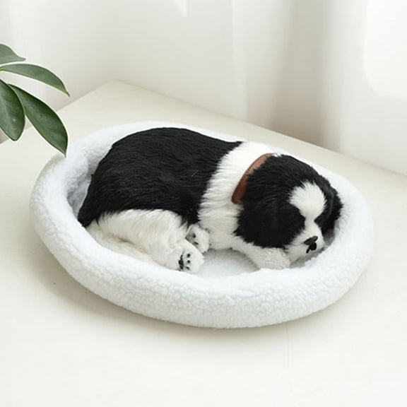 D Sleeping Plush Dog Toy With Breathing Effect Realistic Simulated Puppy Stuffed Animal For Children Soft Fluffy Faux Pet Pal